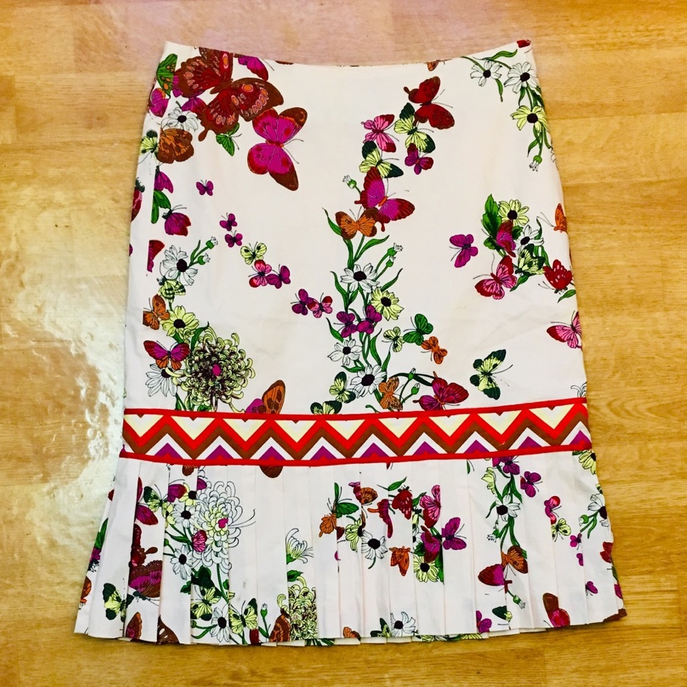 NWOT TIBI Floral Pleated Knee Skirt 2